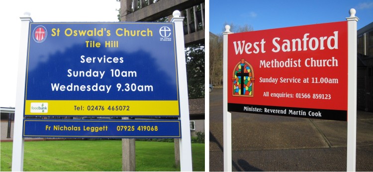 external post mounted church signs